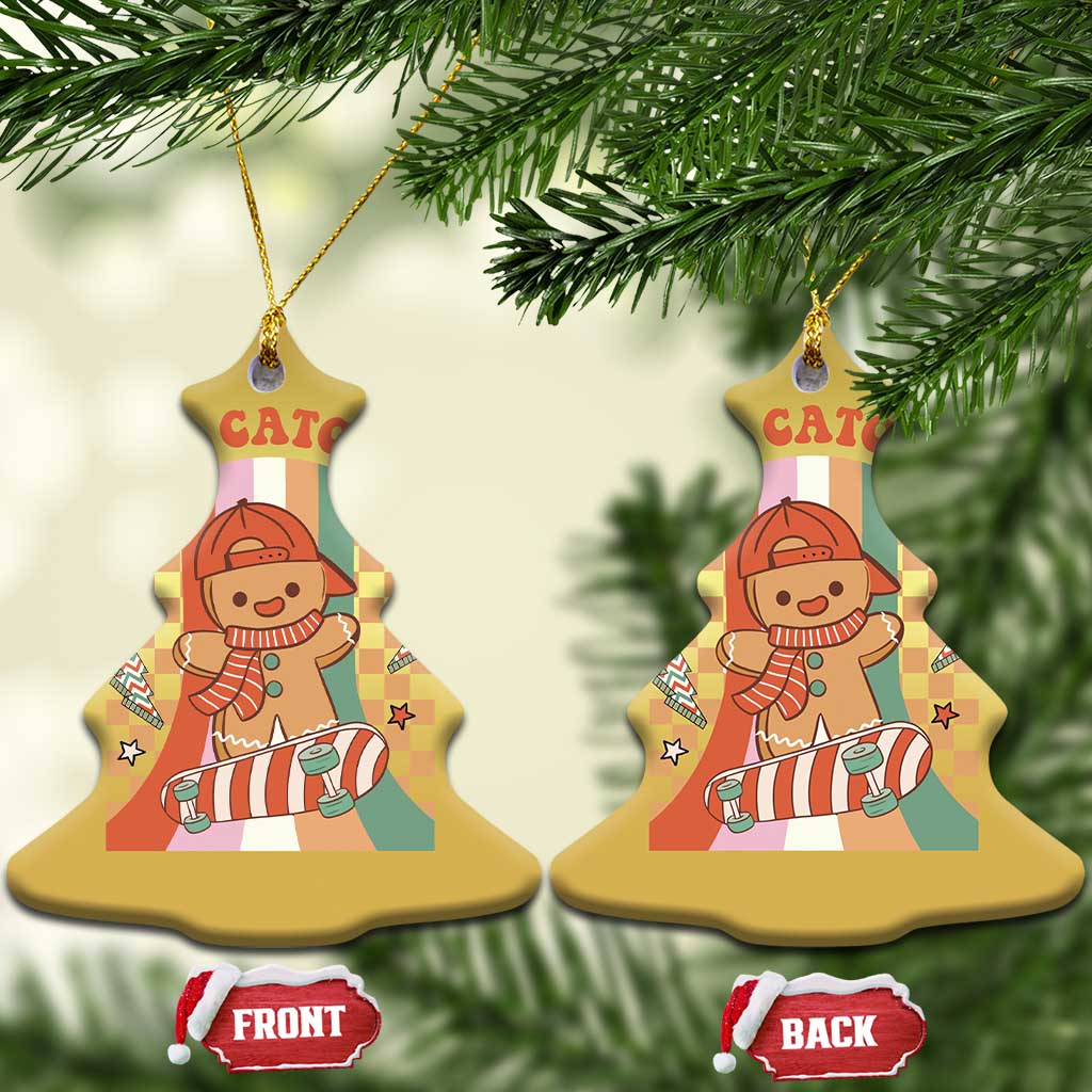 Groovy Xmas Skateboard Christmas Ornament Can't Catch Me Gingerbread Boy TS09