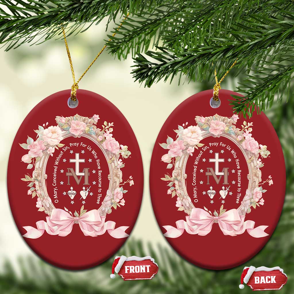 Ave Maria Christmas Ornament Miraculous Medal Blessed Mother Mary Hail TS09