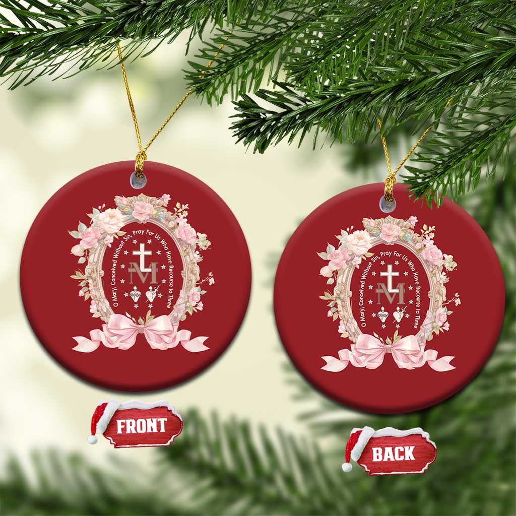 Ave Maria Christmas Ornament Miraculous Medal Blessed Mother Mary Hail TS09