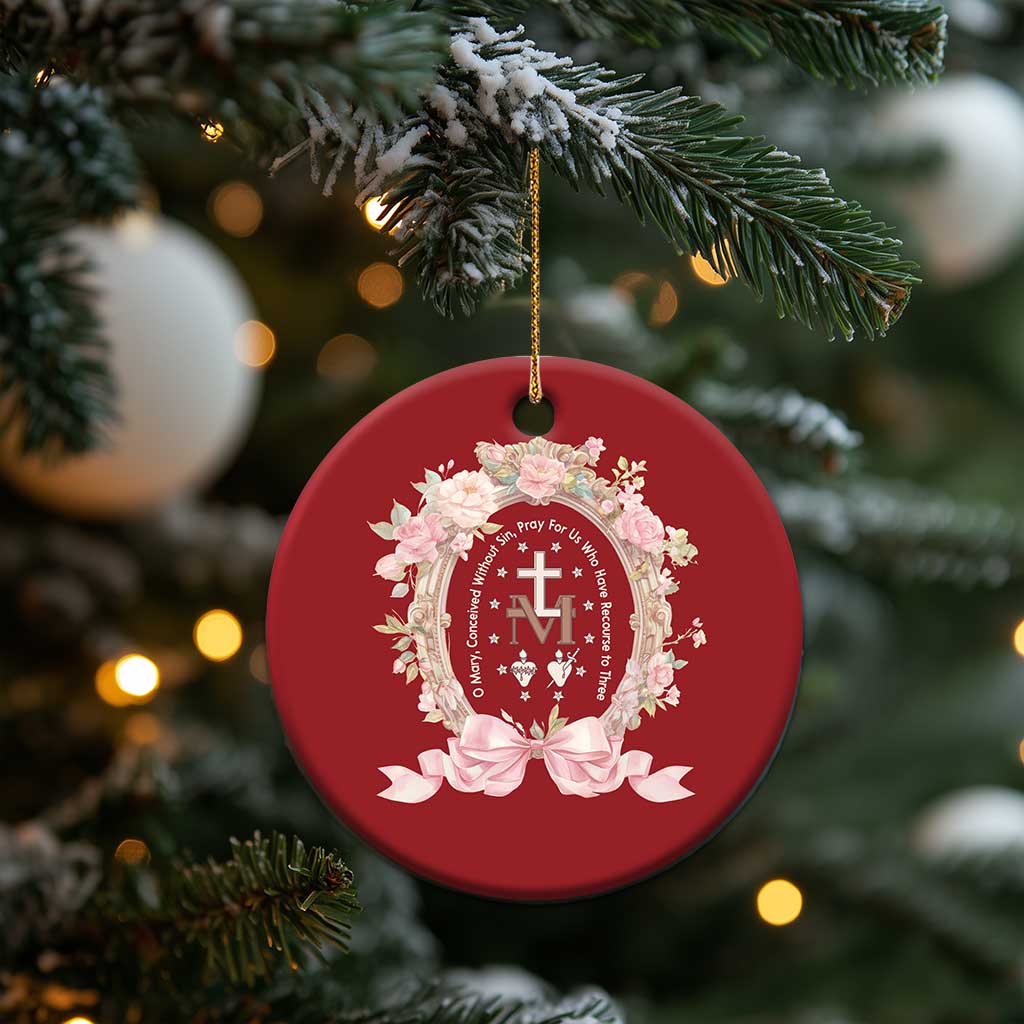 Ave Maria Christmas Ornament Miraculous Medal Blessed Mother Mary Hail TS09