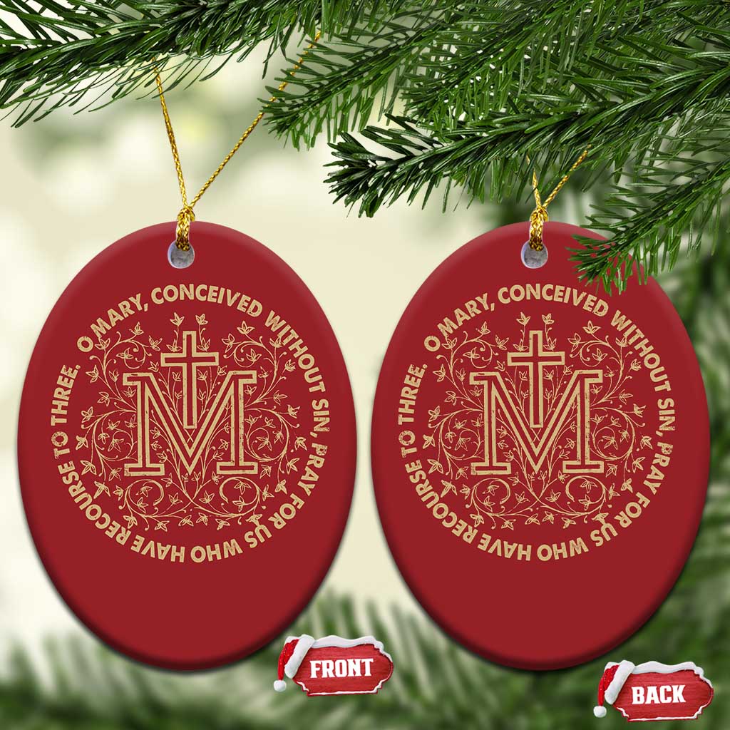 Marian Catholic Ave Maria Christmas Ornament Miraculous Medal Blessed Mother Mary Hail TS09