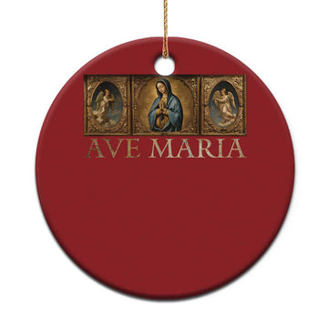 Marian Catholic Ave Maria Christmas Ornament Vintage Aesthetic Blessed Mother Mary Hail TS09
