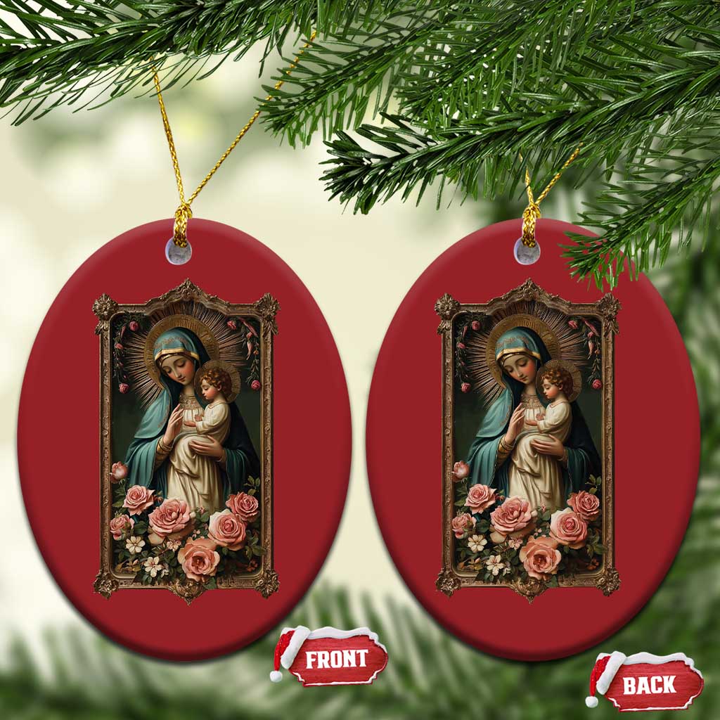 Marian Catholic Ave Maria Christmas Ornament Blessed Mother Mary Hail Vintage Aesthetic TS09
