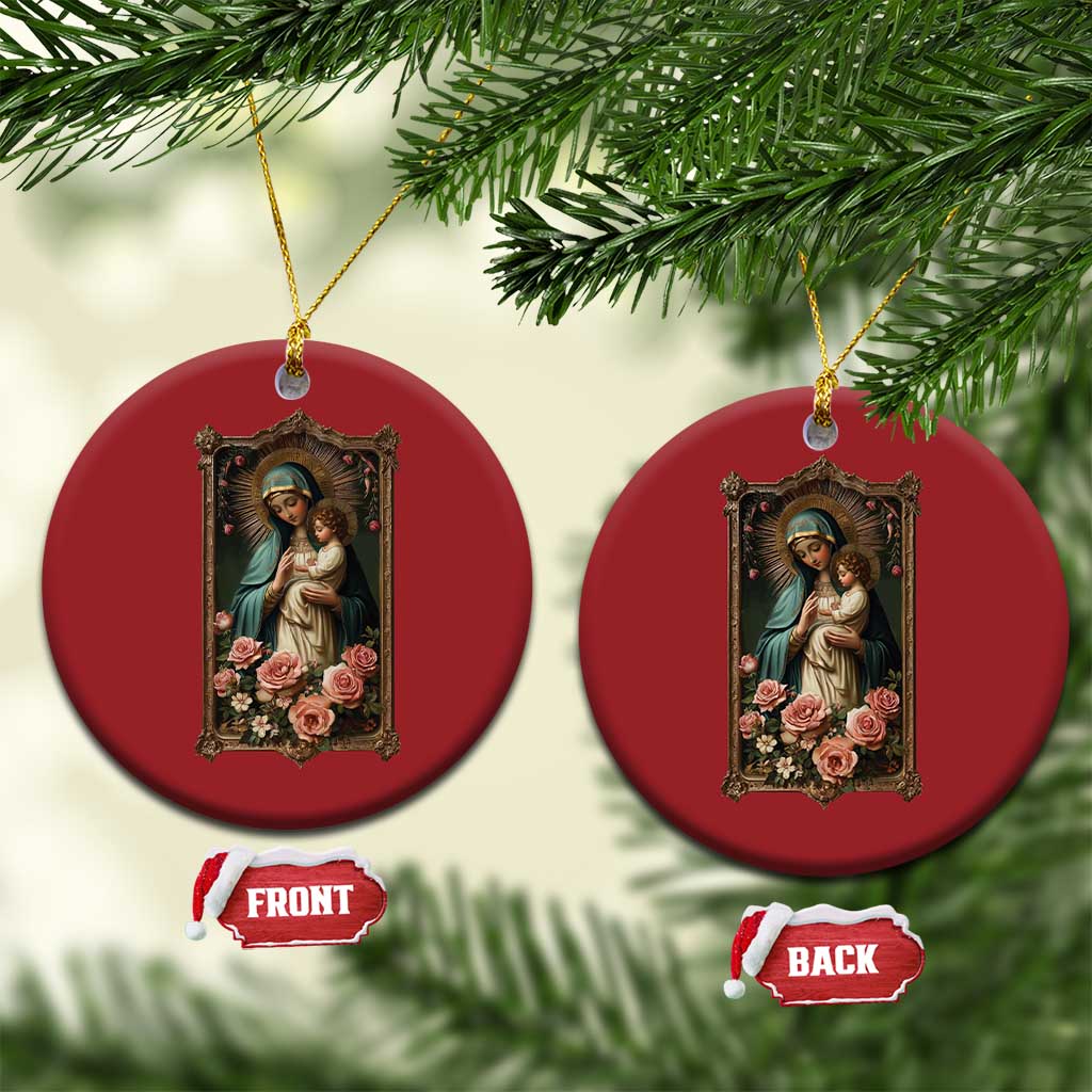 Marian Catholic Ave Maria Christmas Ornament Blessed Mother Mary Hail Vintage Aesthetic TS09