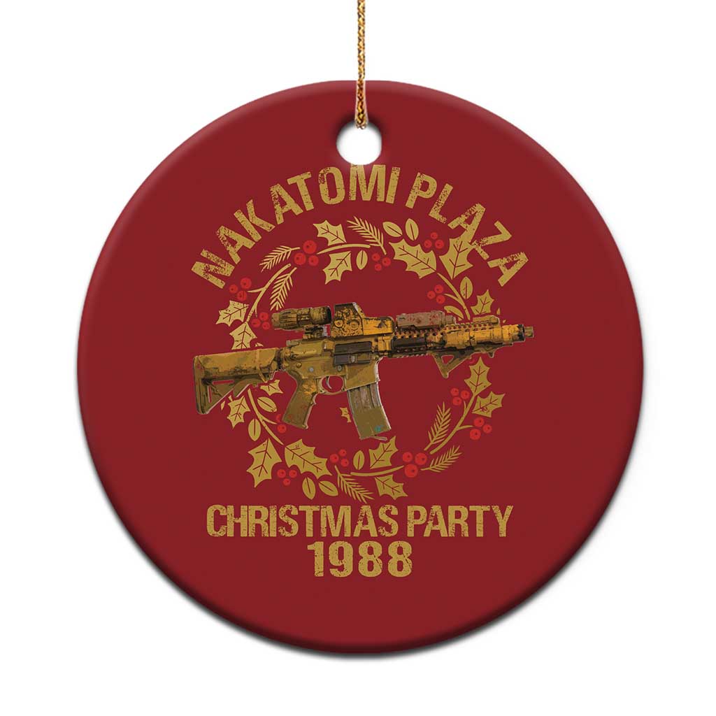 Nakatomi Plaza Christmas Party Christmas Ornament American Patriotic Gold Holly Wreath Machine Gun TS09