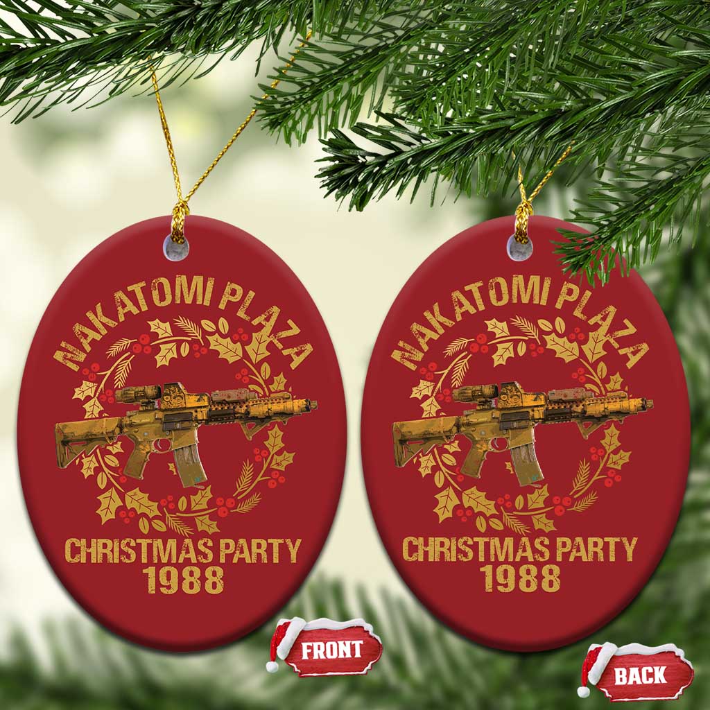 Nakatomi Plaza Christmas Party Christmas Ornament American Patriotic Gold Holly Wreath Machine Gun TS09