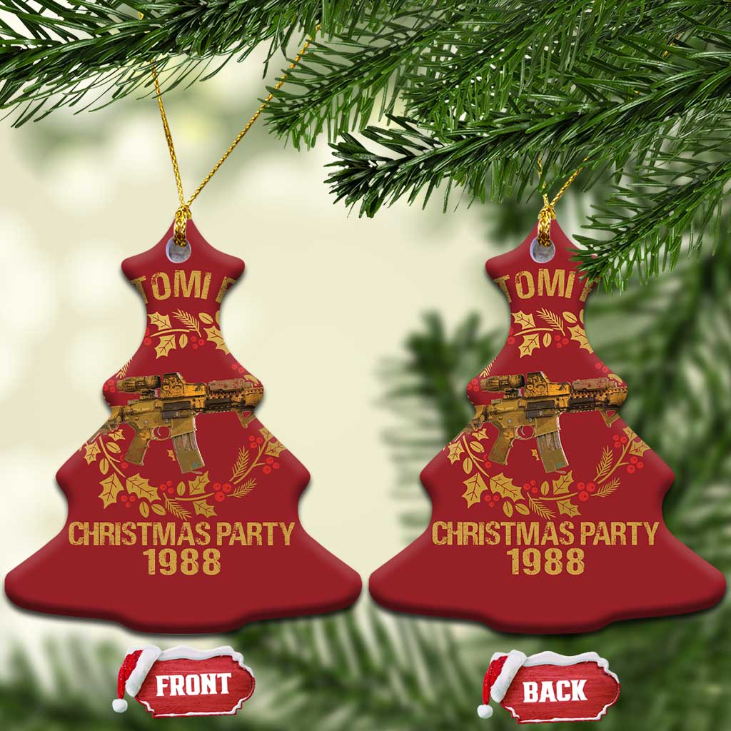 Nakatomi Plaza Christmas Party Christmas Ornament American Patriotic Gold Holly Wreath Machine Gun TS09