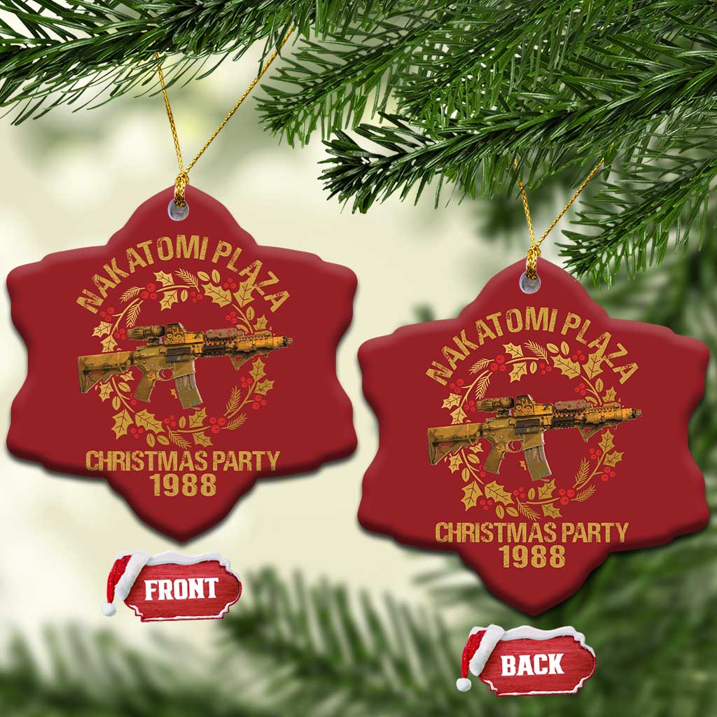 Nakatomi Plaza Christmas Party Christmas Ornament American Patriotic Gold Holly Wreath Machine Gun TS09