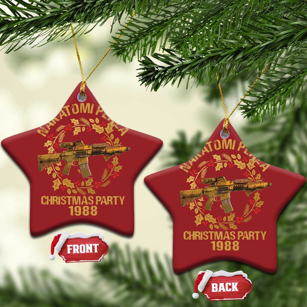 Nakatomi Plaza Christmas Party Christmas Ornament American Patriotic Gold Holly Wreath Machine Gun TS09