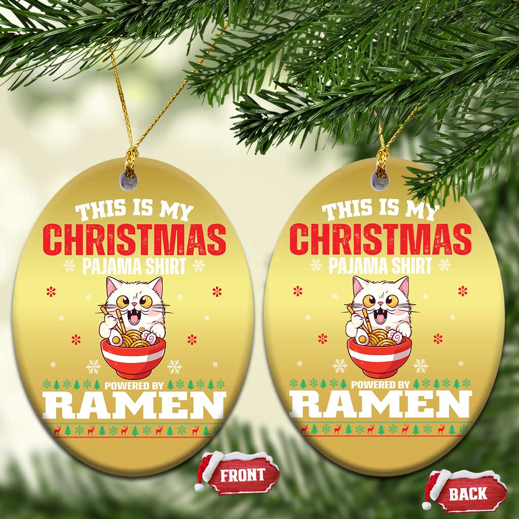 Christmas Kawaii Cat Ramen Christmas Ornament Powered By Ramen Japanese Noodle Anime Manga TS09