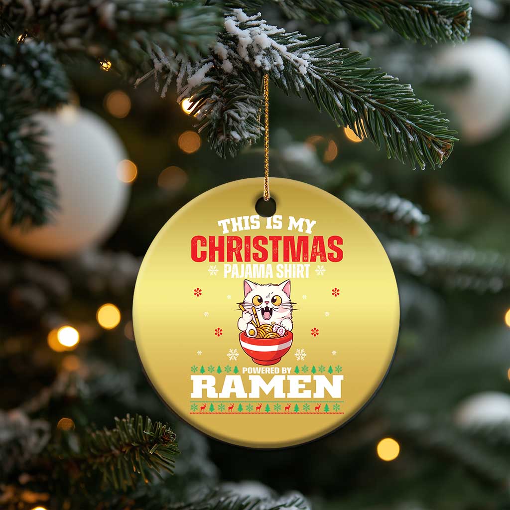 Christmas Kawaii Cat Ramen Christmas Ornament Powered By Ramen Japanese Noodle Anime Manga TS09