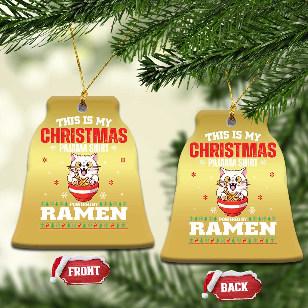 Christmas Kawaii Cat Ramen Christmas Ornament Powered By Ramen Japanese Noodle Anime Manga TS09