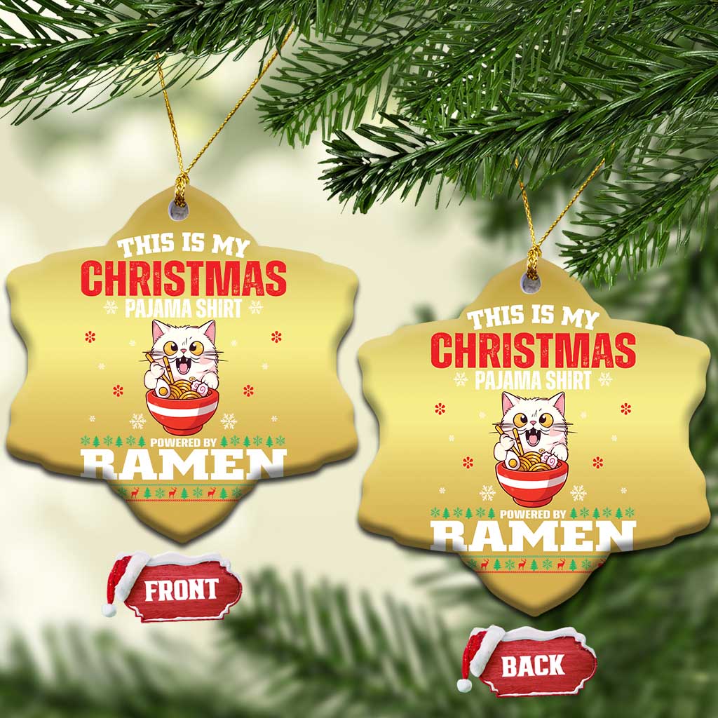 Christmas Kawaii Cat Ramen Christmas Ornament Powered By Ramen Japanese Noodle Anime Manga TS09