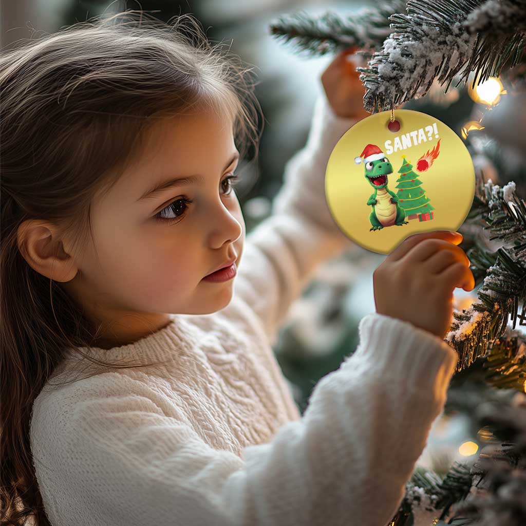 Funny Xmas Dinosaurs Extinction Christmas Ornament Is That Santa Cute Dino TS09
