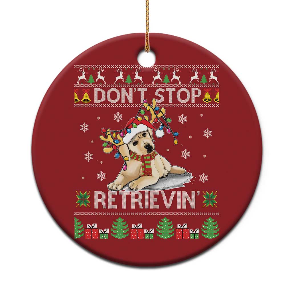 Xmas Golden Retriever Christmas Ornament Don't Stop Retrievin Cute Reindeer Dog TS09