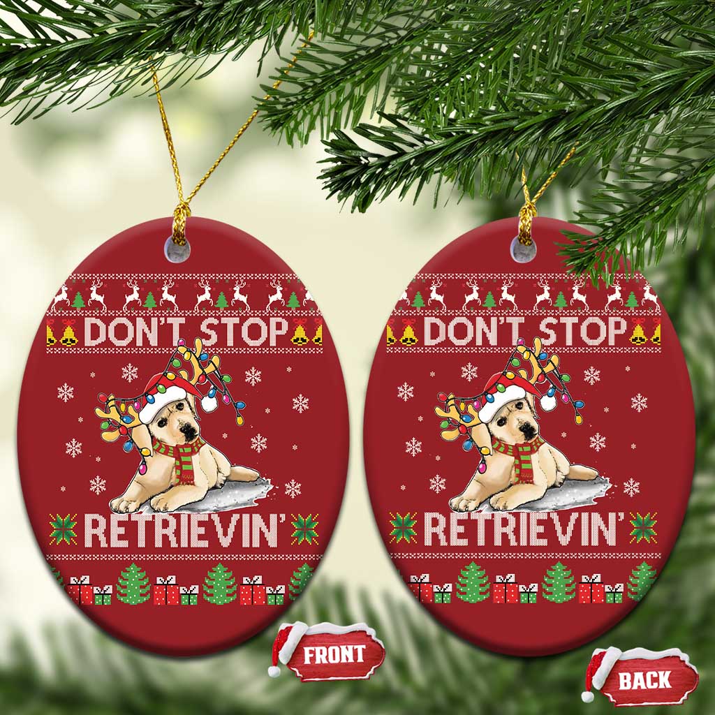 Xmas Golden Retriever Christmas Ornament Don't Stop Retrievin Cute Reindeer Dog TS09
