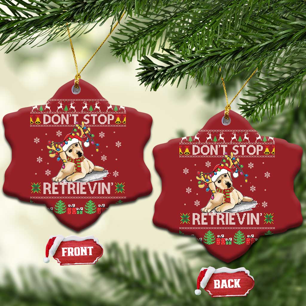 Xmas Golden Retriever Christmas Ornament Don't Stop Retrievin Cute Reindeer Dog TS09