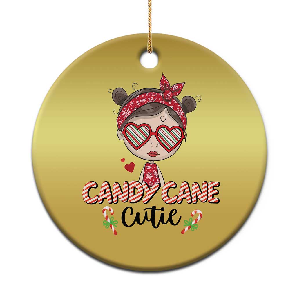 Candy Cane Cutie Christmas Cute Girl Kid Messy Bun Christmas Ornament TS09