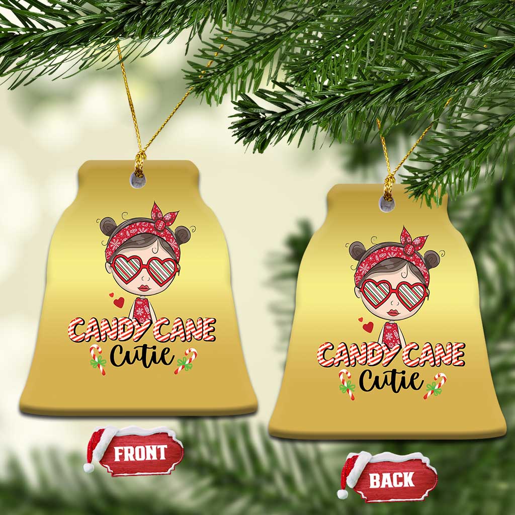 Candy Cane Cutie Christmas Cute Girl Kid Messy Bun Christmas Ornament TS09