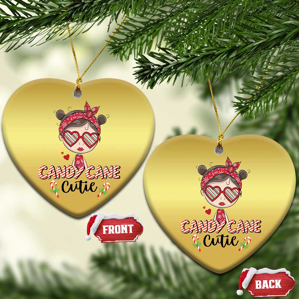 Candy Cane Cutie Christmas Cute Girl Kid Messy Bun Christmas Ornament TS09