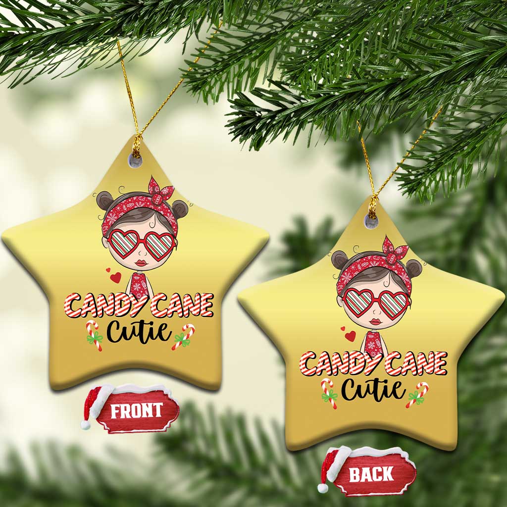Candy Cane Cutie Christmas Cute Girl Kid Messy Bun Christmas Ornament TS09