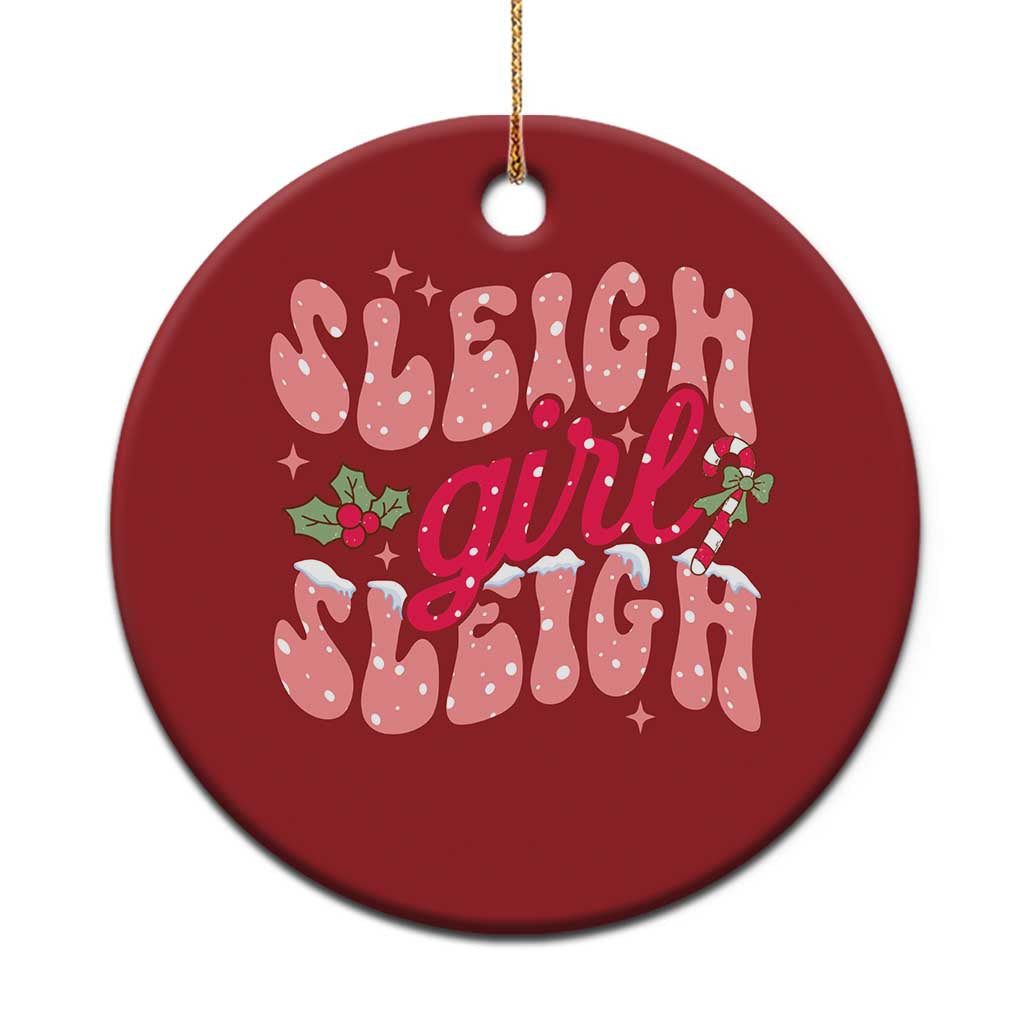 Pink Xmas Sleigh Girl Sleigh Christmas Ornament TS09