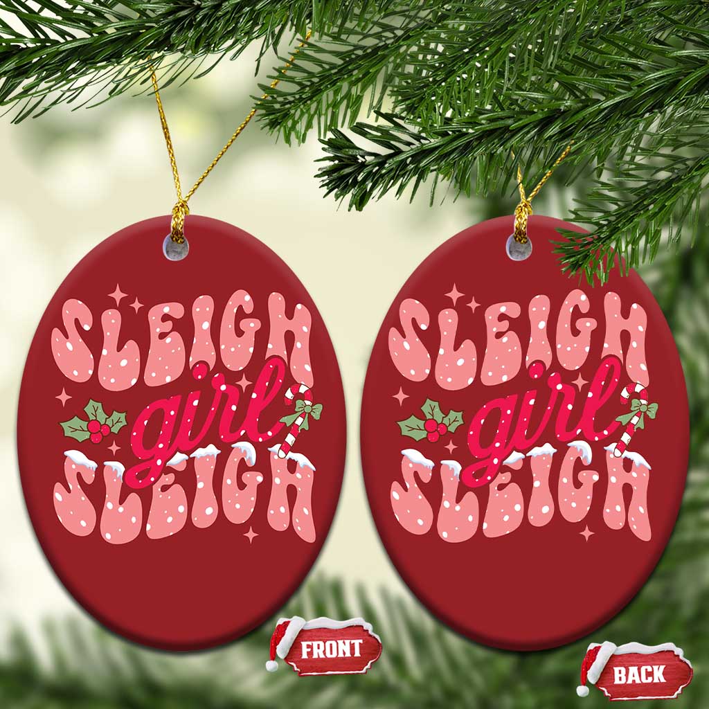 Pink Xmas Sleigh Girl Sleigh Christmas Ornament TS09