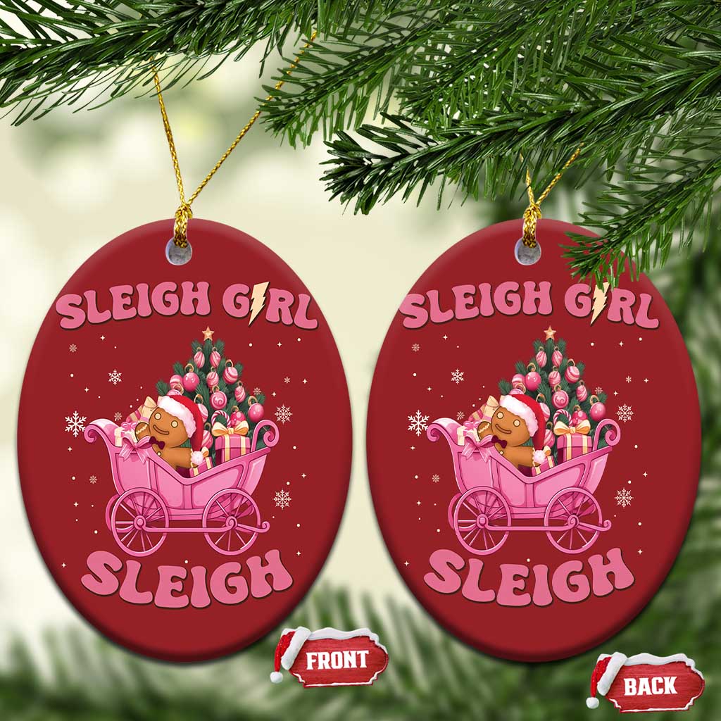 Groovy Gingerbread Sleigh Girl Sleigh Pink Xmas Christmas Ornament TS09