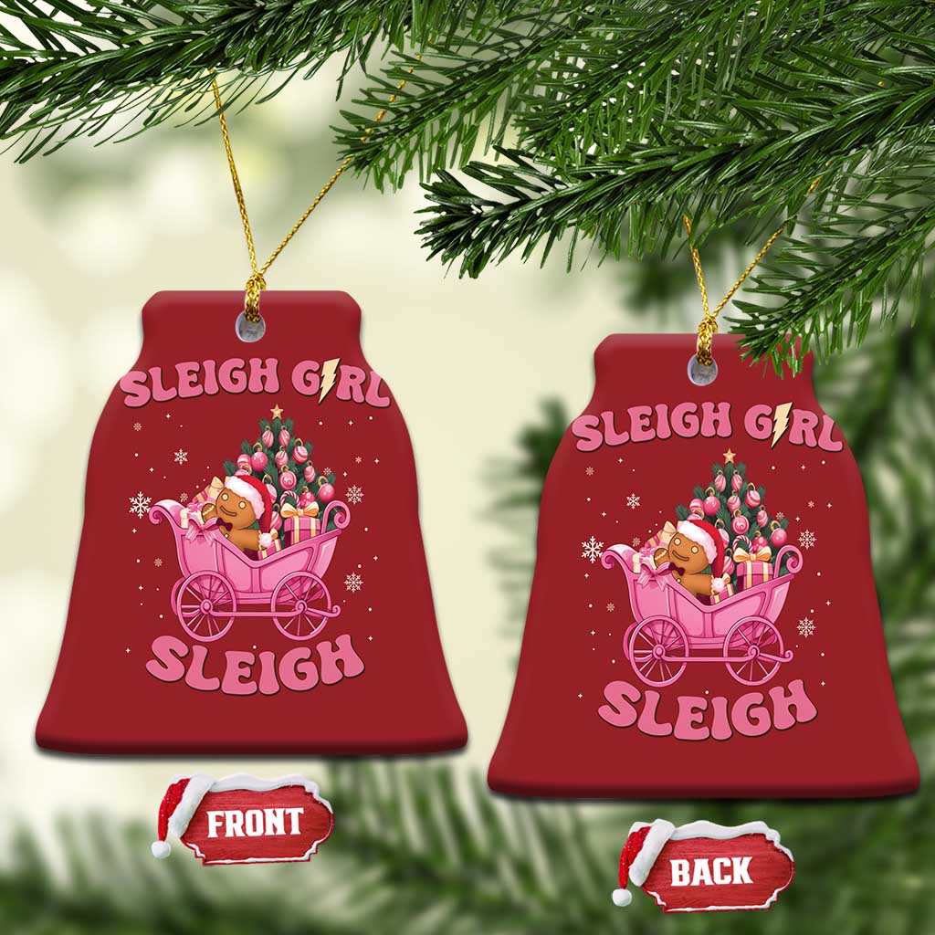 Groovy Gingerbread Sleigh Girl Sleigh Pink Xmas Christmas Ornament TS09