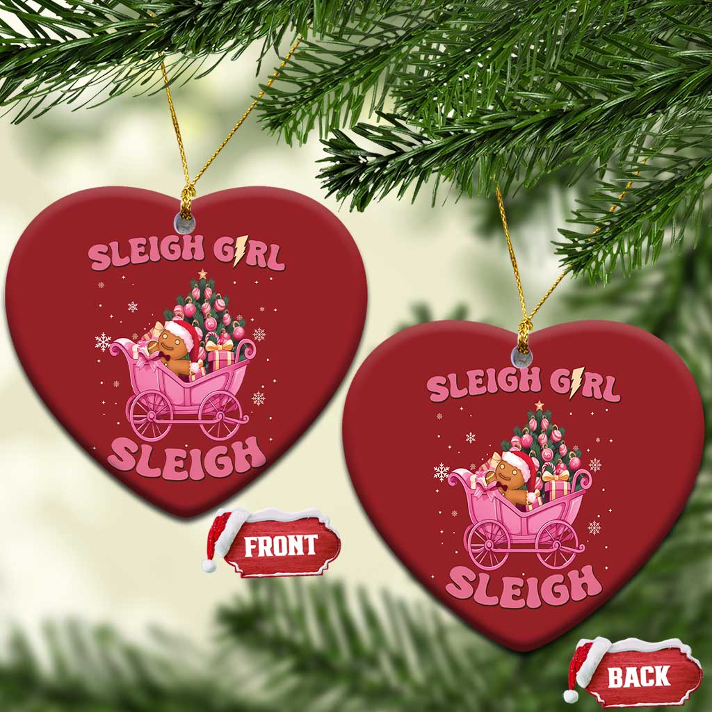 Groovy Gingerbread Sleigh Girl Sleigh Pink Xmas Christmas Ornament TS09