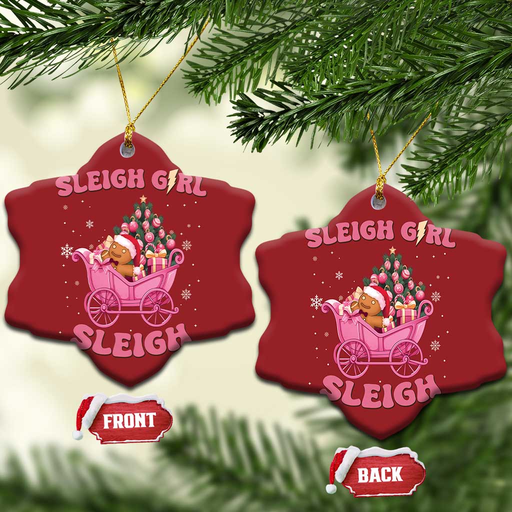 Groovy Gingerbread Sleigh Girl Sleigh Pink Xmas Christmas Ornament TS09