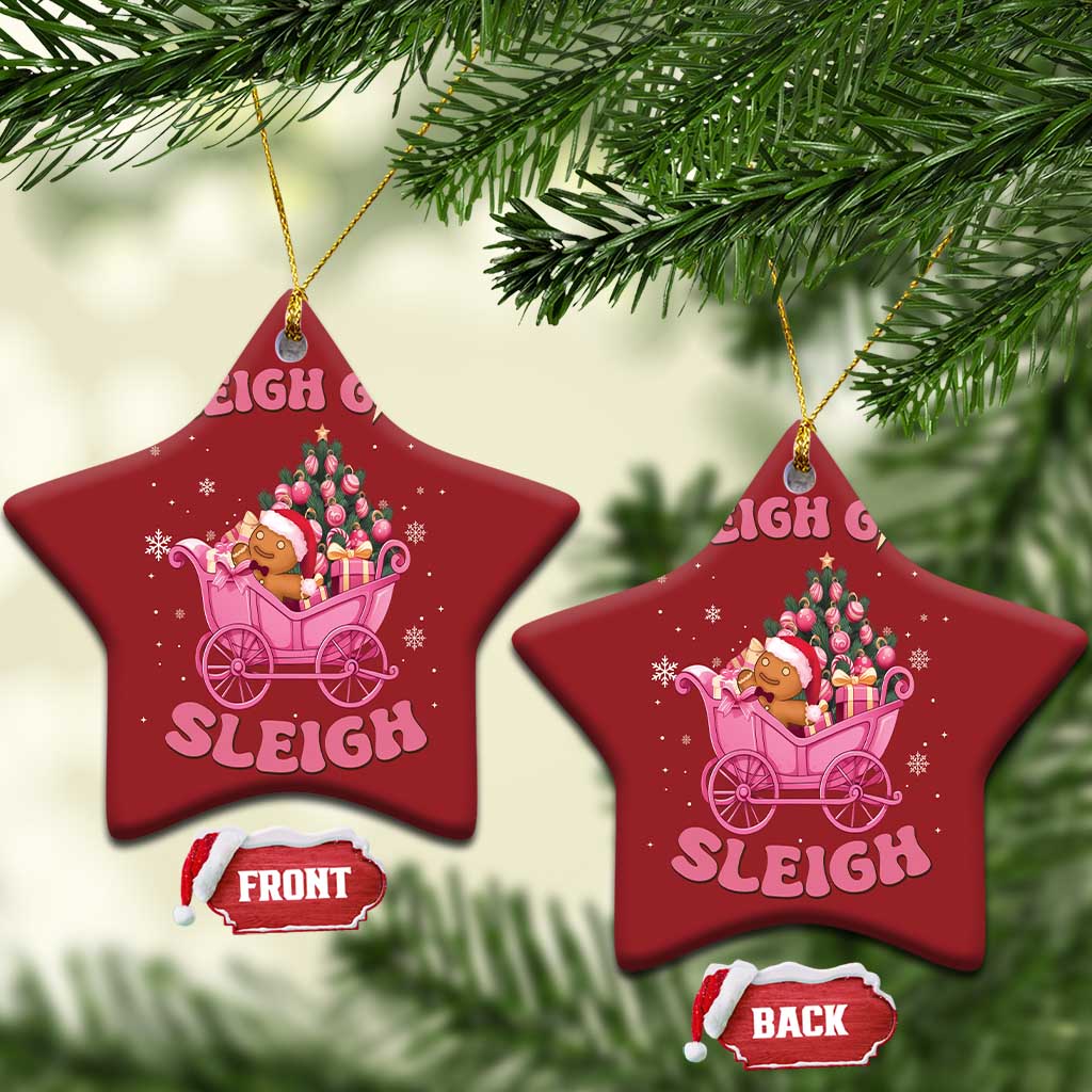 Groovy Gingerbread Sleigh Girl Sleigh Pink Xmas Christmas Ornament TS09