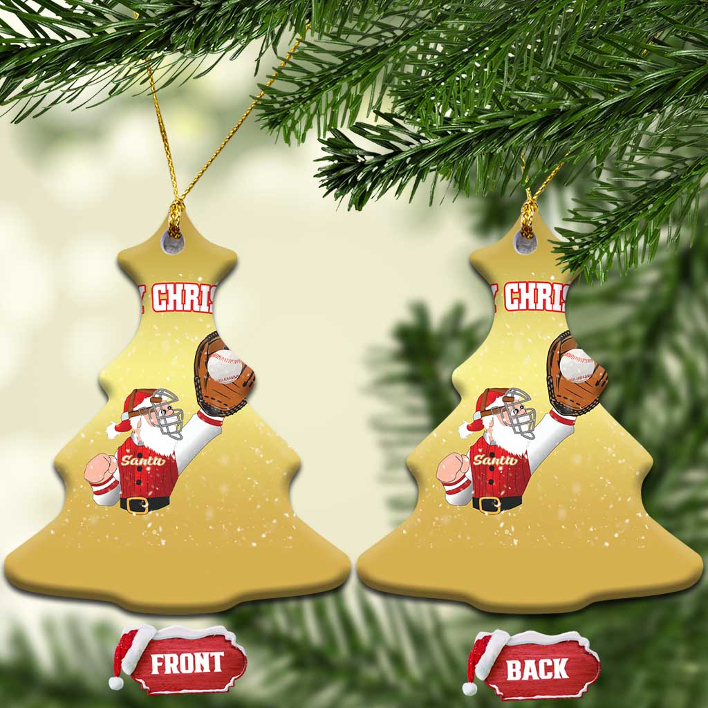 Xmas Baseball Christmas Ornament Funny Santa Playing Baseball Merry Christmas TS09