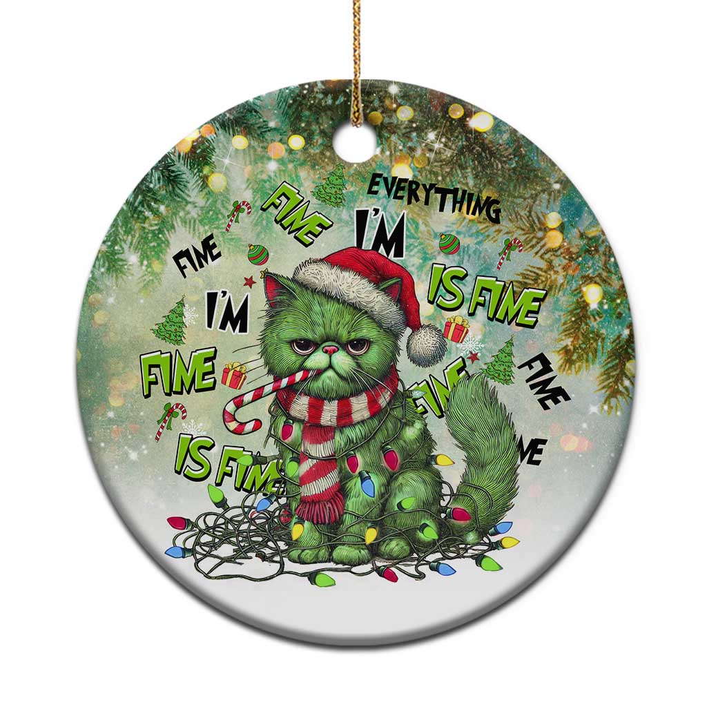 Funny Xmas Cat Christmas Ornament I'm Fine It's Fine Everything Is Fine TS09