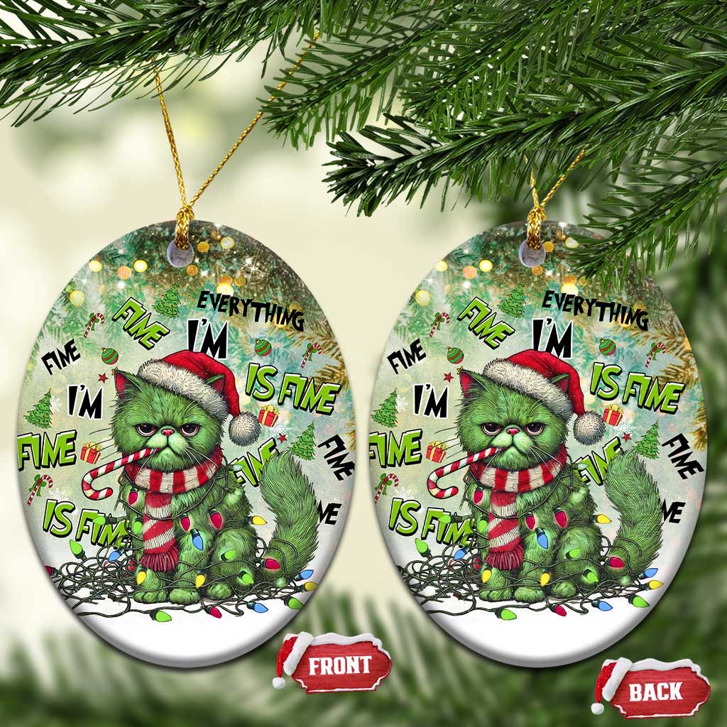 Funny Xmas Cat Christmas Ornament I'm Fine It's Fine Everything Is Fine TS09