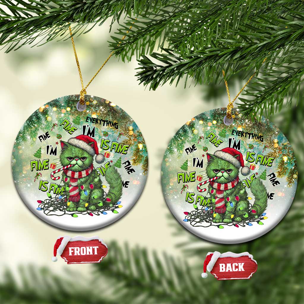 Funny Xmas Cat Christmas Ornament I'm Fine It's Fine Everything Is Fine TS09