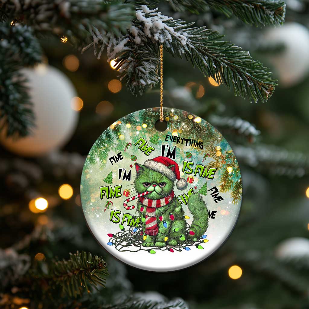 Funny Xmas Cat Christmas Ornament I'm Fine It's Fine Everything Is Fine TS09