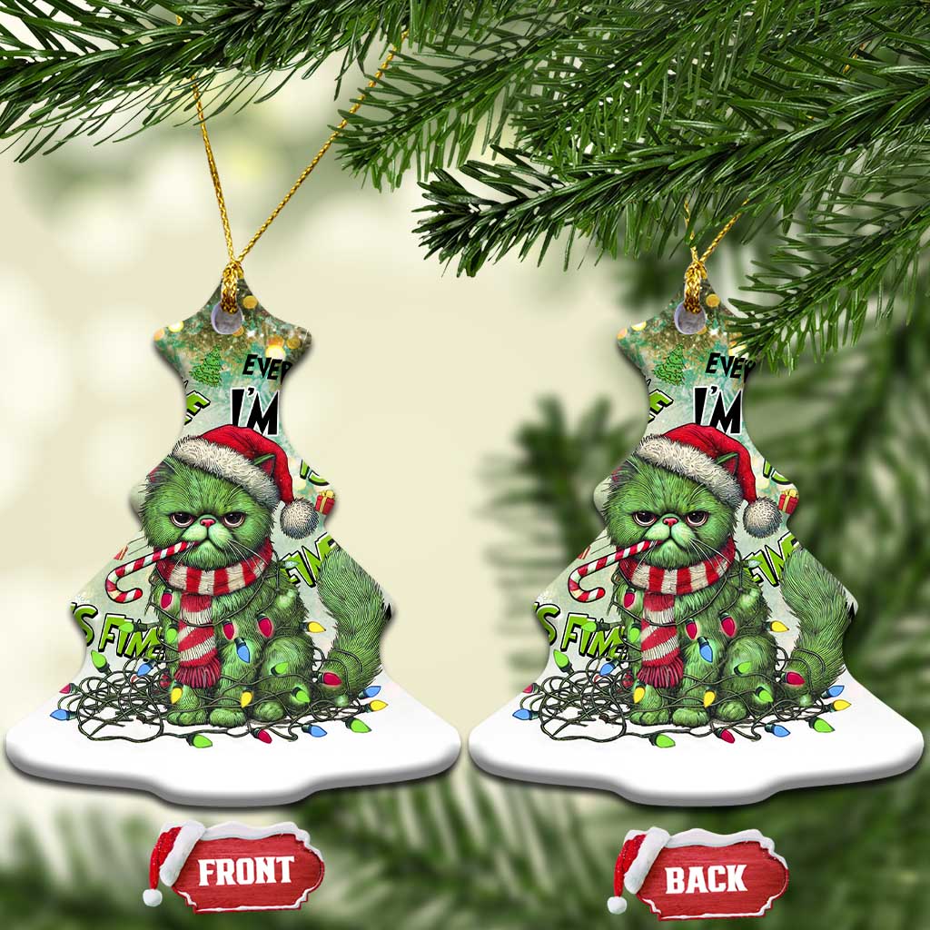 Funny Xmas Cat Christmas Ornament I'm Fine It's Fine Everything Is Fine TS09