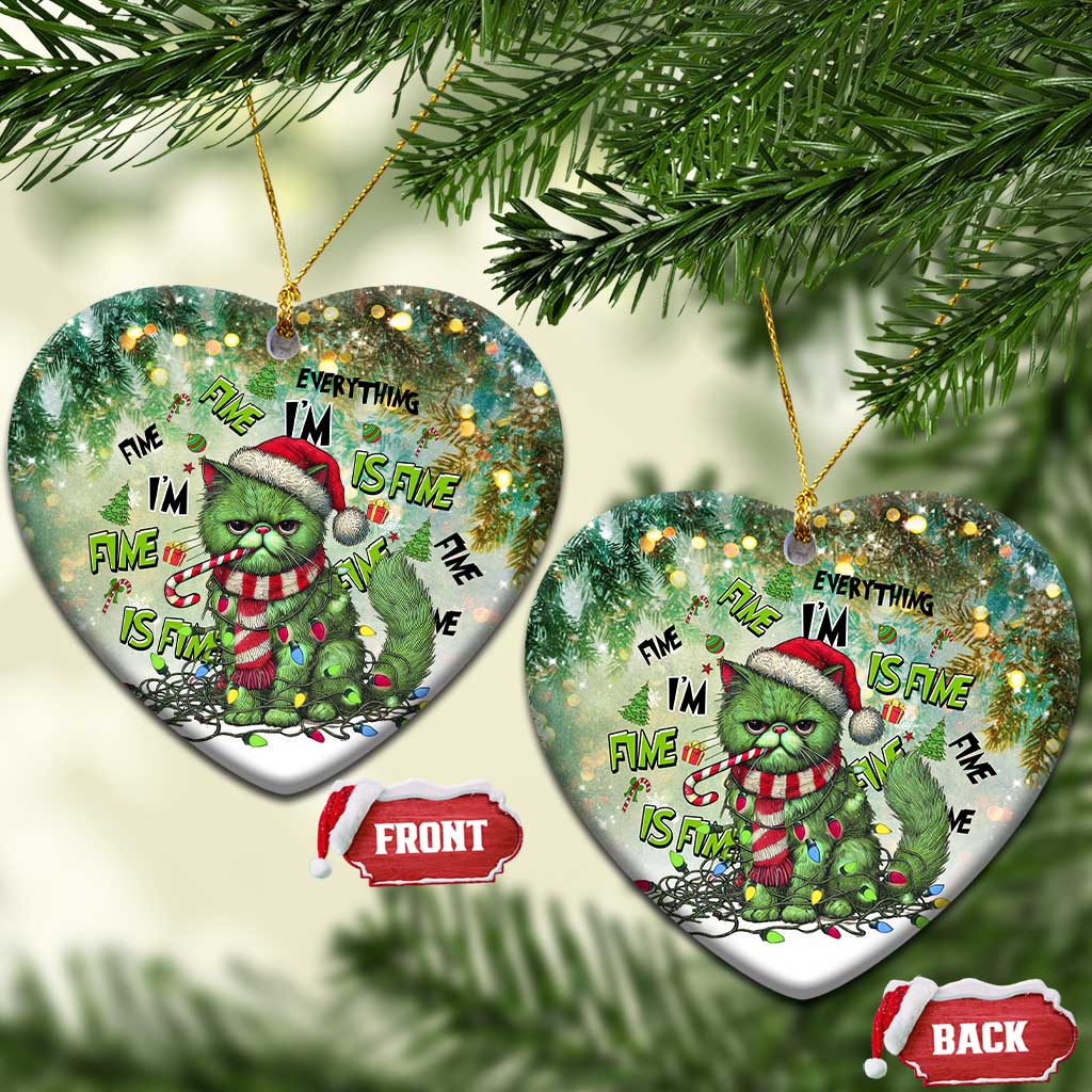 Funny Xmas Cat Christmas Ornament I'm Fine It's Fine Everything Is Fine TS09