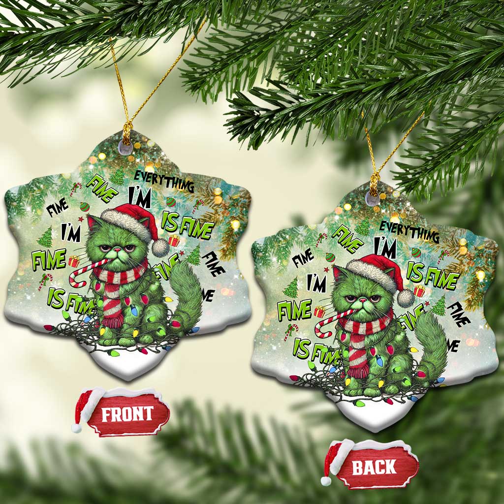 Funny Xmas Cat Christmas Ornament I'm Fine It's Fine Everything Is Fine TS09