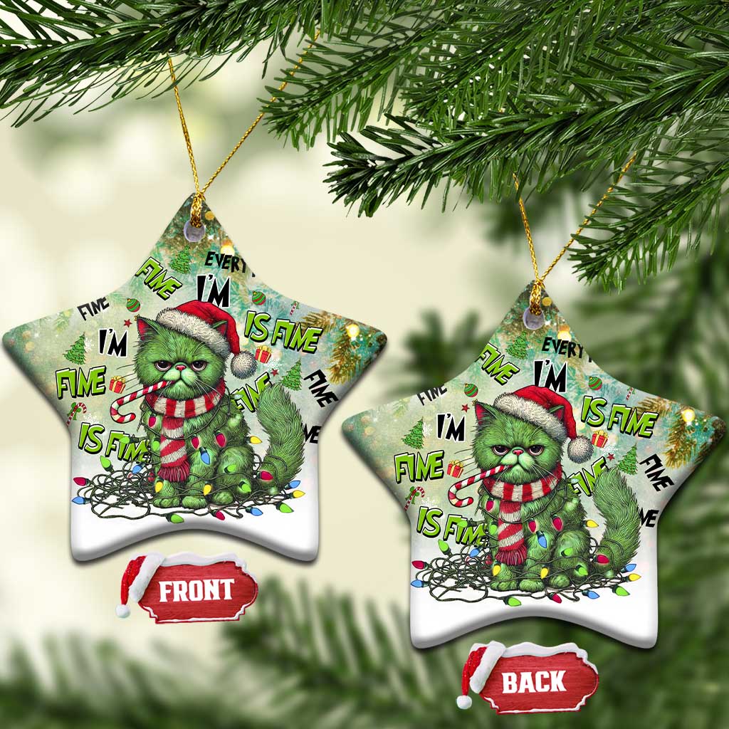 Funny Xmas Cat Christmas Ornament I'm Fine It's Fine Everything Is Fine TS09