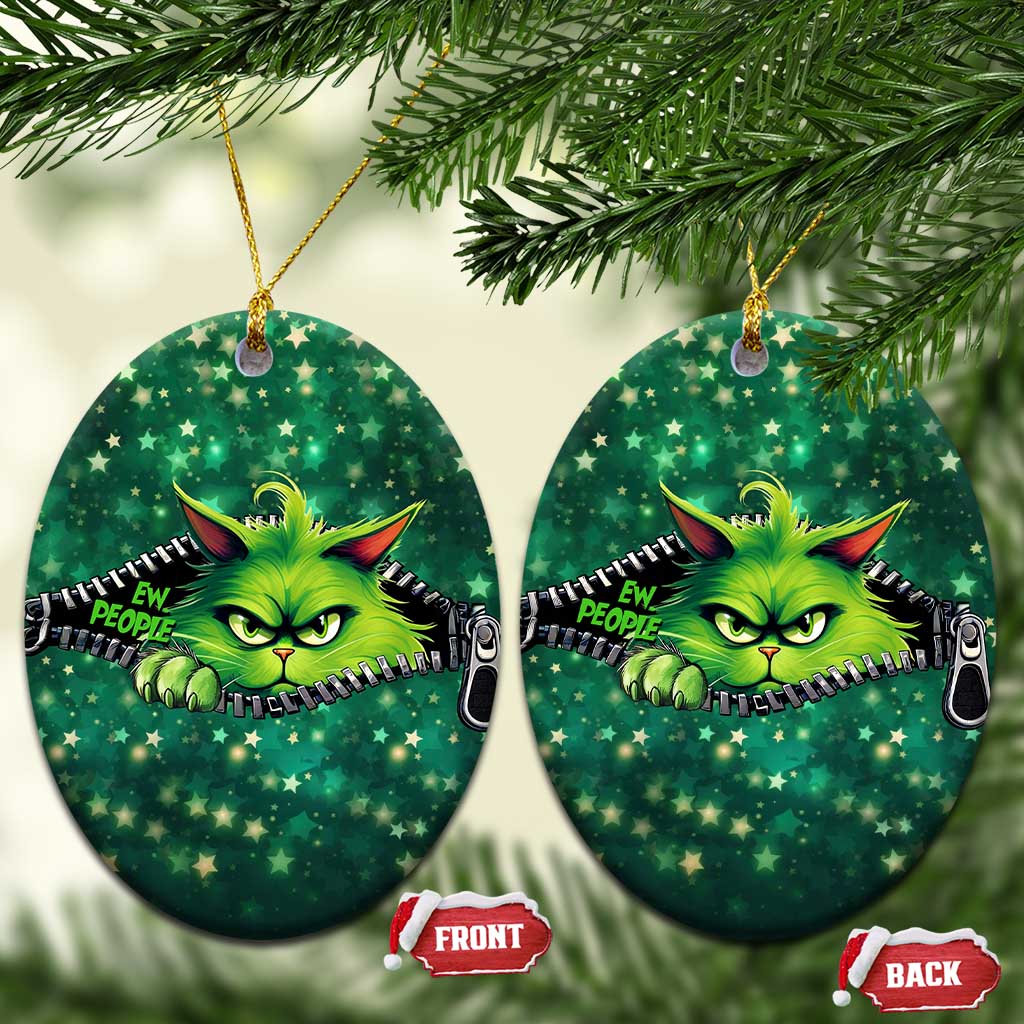 Funny Xmas Cat Ew People Christmas Ornament TS09