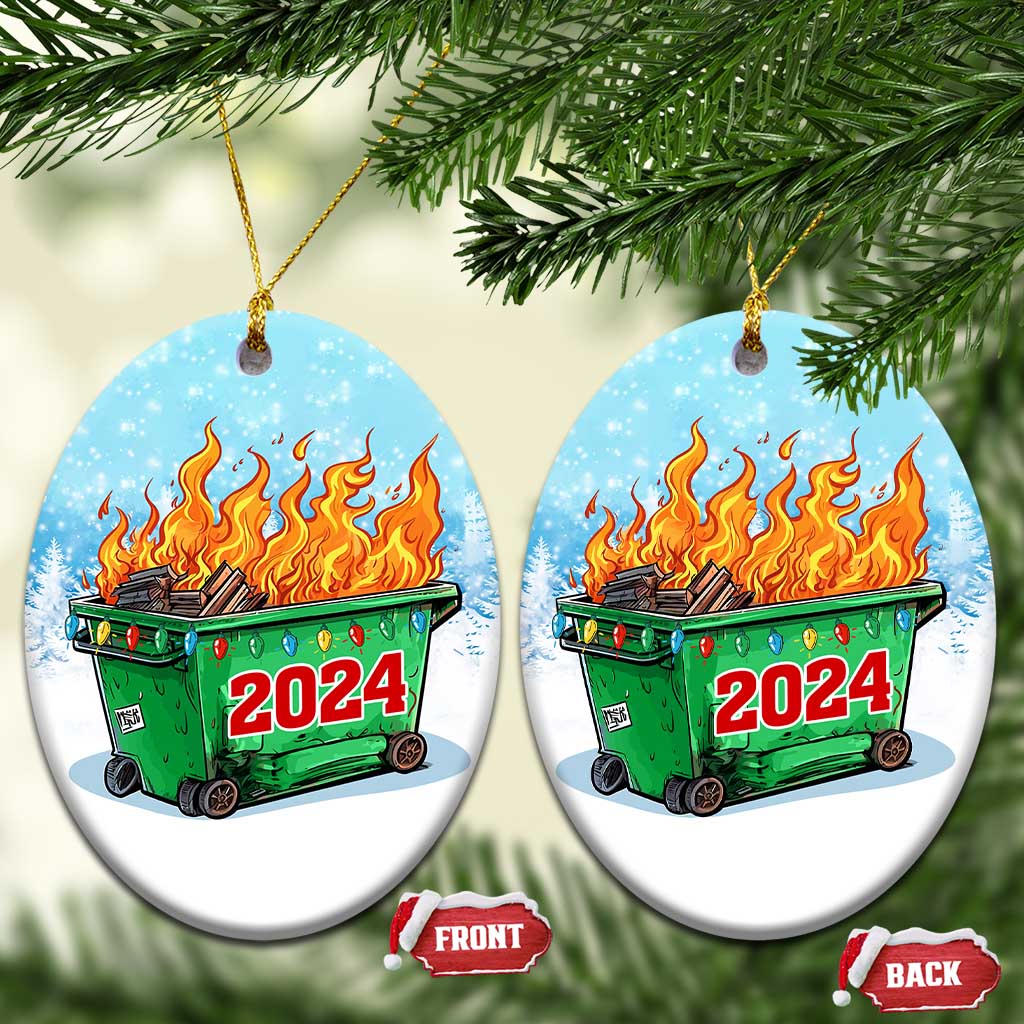 Funny Xmas Dumpster Fire 2024 Christmas Ornament TS09