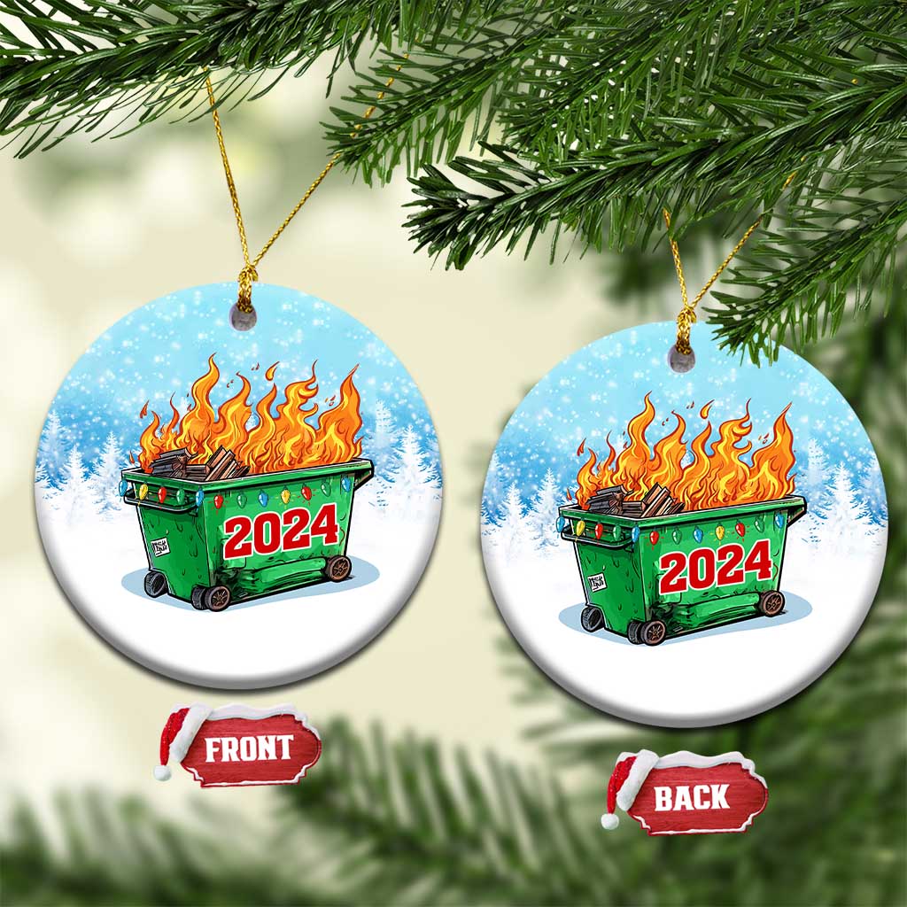 Funny Xmas Dumpster Fire 2024 Christmas Ornament TS09