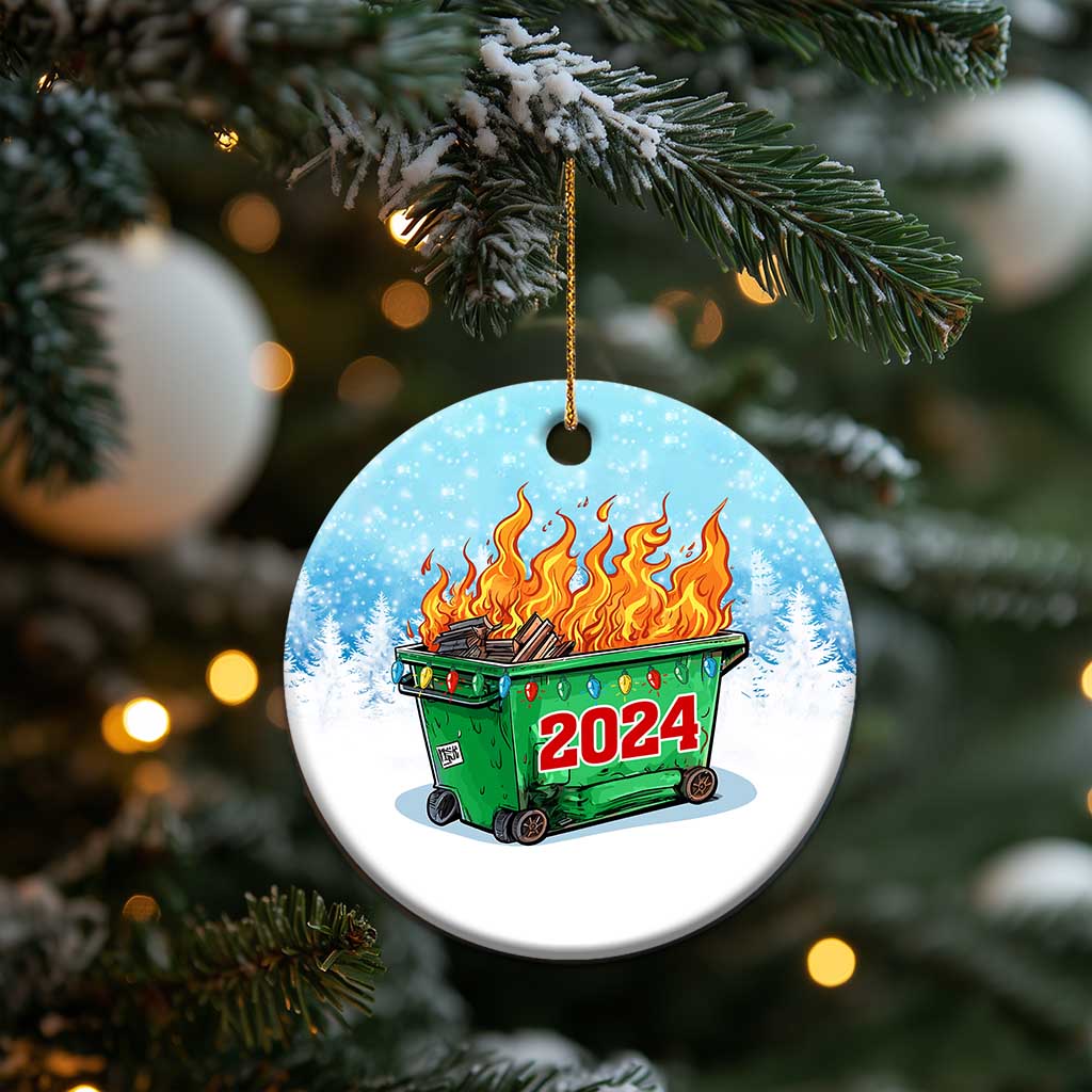 Funny Xmas Dumpster Fire 2024 Christmas Ornament TS09
