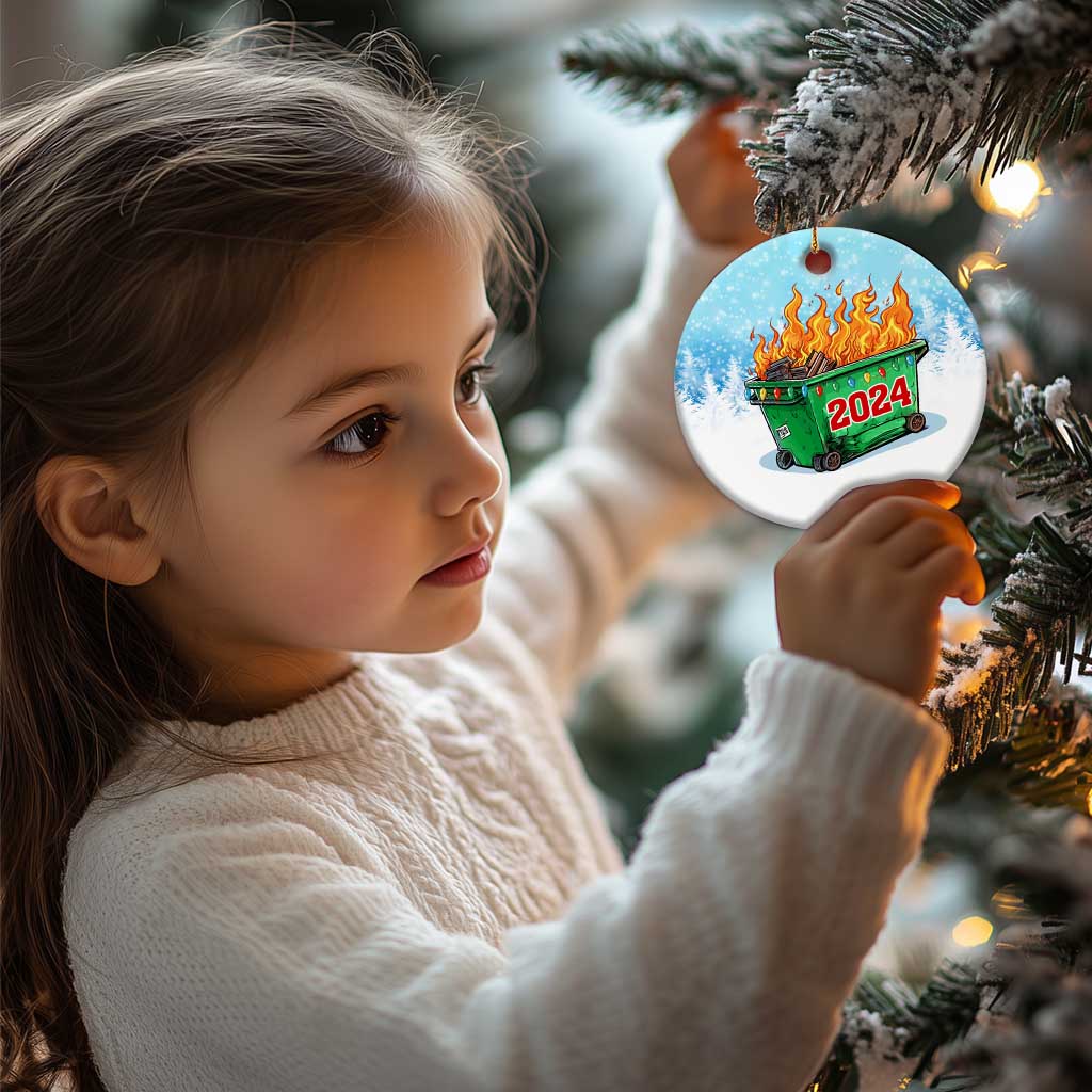 Funny Xmas Dumpster Fire 2024 Christmas Ornament TS09