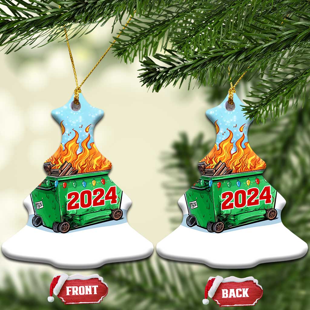Funny Xmas Dumpster Fire 2024 Christmas Ornament TS09