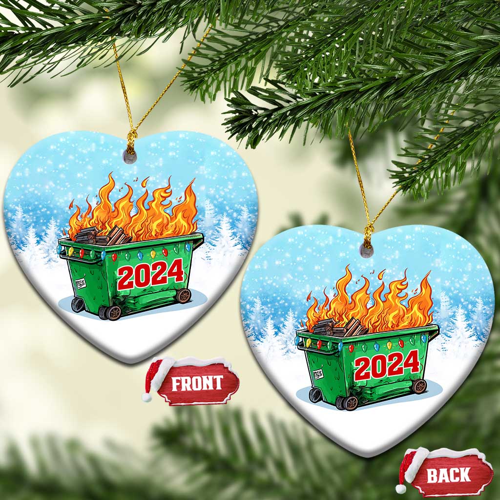 Funny Xmas Dumpster Fire 2024 Christmas Ornament TS09