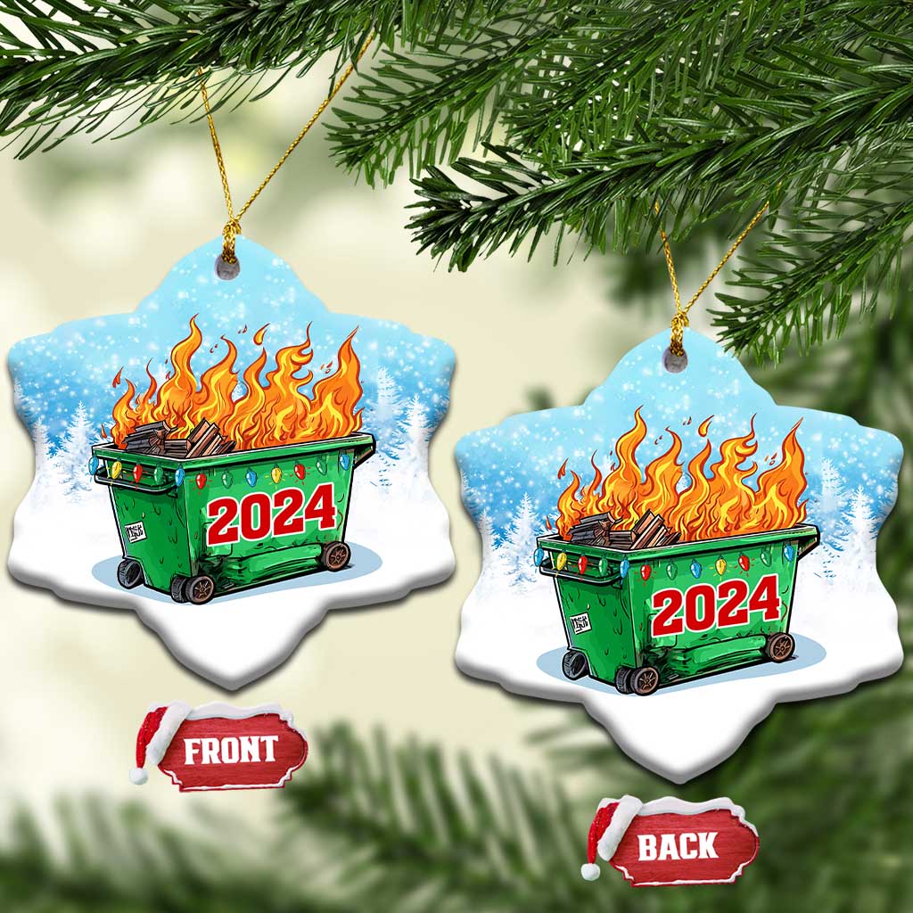 Funny Xmas Dumpster Fire 2024 Christmas Ornament TS09