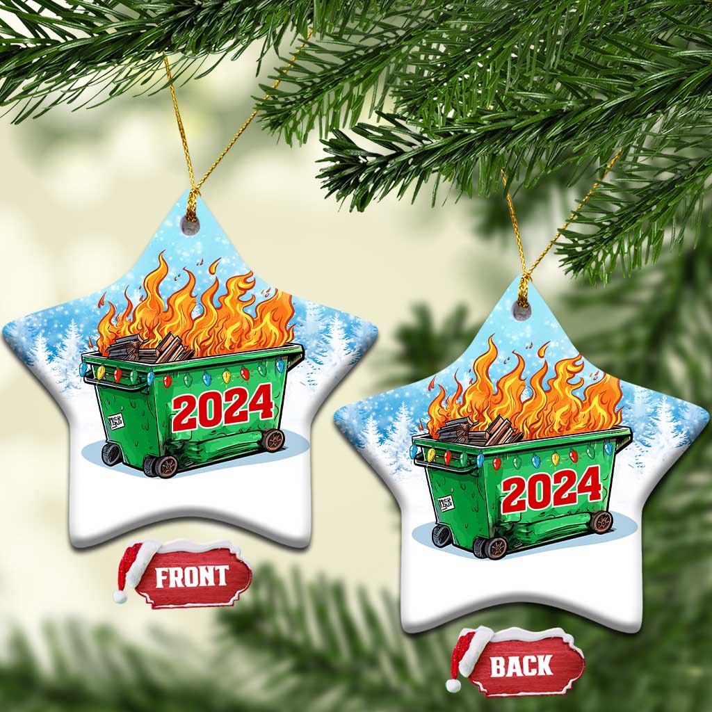 Funny Xmas Dumpster Fire 2024 Christmas Ornament TS09